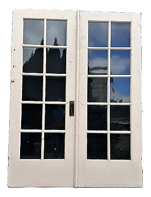 Pair of Antique 60” x 80-5/8” Pine French Doors - Circa 1920