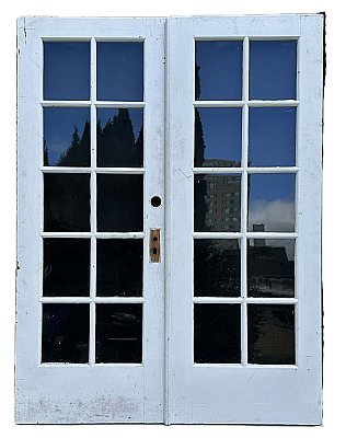 Pair of Antique 60” x 79-3/4” Pine French Doors - Circa 1920