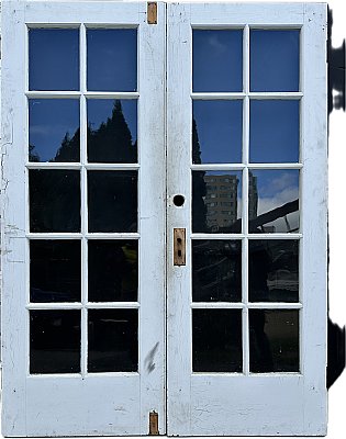 Pair of Antique 60” x 79-3/4” Pine French Doors - Circa 1920
