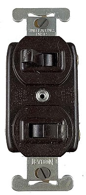 Antique Leviton Combination Double 3-Way Switches - New Old Stock - Circa 1930