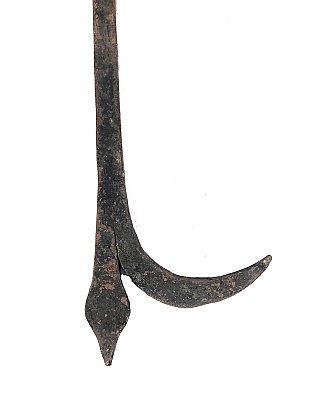 Antique Large Hand Forged Iron Fireplace Poker Tool