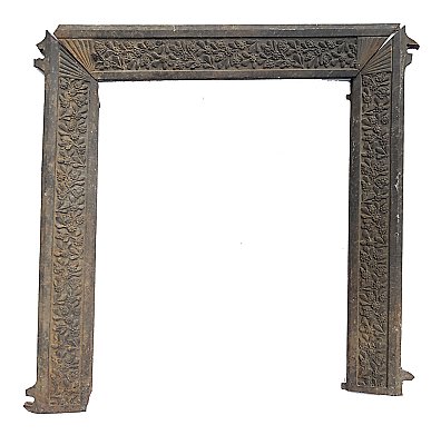 Antique Floral Cast Iron Fireplace Frame - Circa 1880