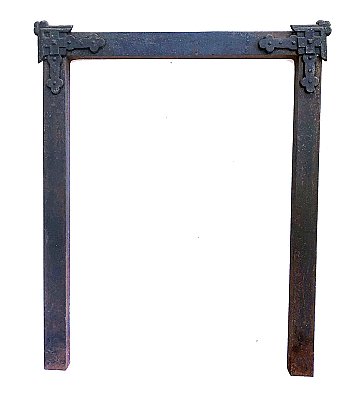 Antique Wrought Iron Fireplace Frame Arts and Crafts Gothic - Circa 1910