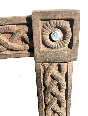 Antique Braid Design Cast Iron Fireplace Frame - Circa 1910