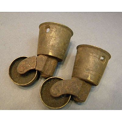 A Pair of  Antique Deep Socket Brass & Steel Casters