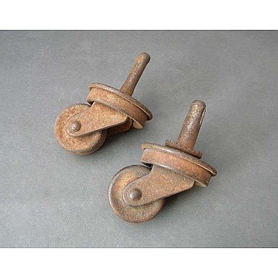 Set of 2 Antique Steel Casters