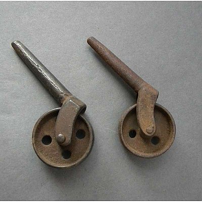 Set of 2 Antique Steel Wheel Casters