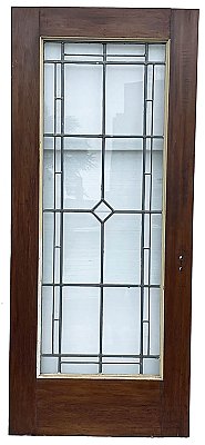 Antique 35-7/8" wide x 83-1/2" Leaded Gumwood French Door - Circa 1920