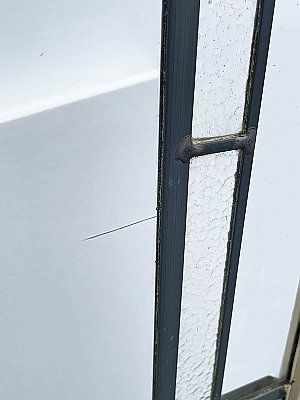 Antique 35-7/8" wide x 83-1/2" Leaded Gumwood French Door - Circa 1920