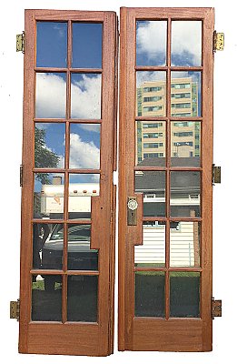 Antique Pair of Mahogany French Doors With Hardware - Circa 1920