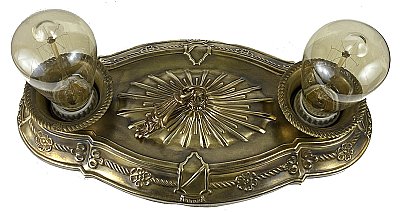 Antique Wrought Brass Flush Mount Ceiling Light Fixture - Circa 1920
