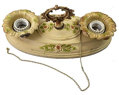 Antique Polychrome Flush Mount Ceiling Light Fixture - Circa 1930