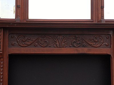 Antique Queen Anne Style Cherry Fireplace Mantel - Circa 1880
