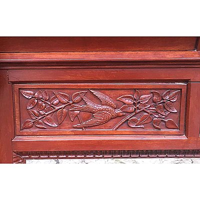 Antique 9' High Aesthetic Movement Cherry Fireplace Mantel - Circa 1870