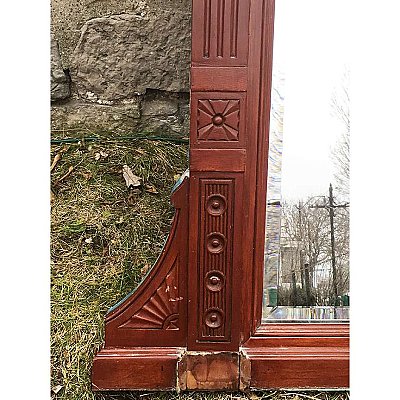 Antique 9' High Aesthetic Movement Cherry Fireplace Mantel - Circa 1870