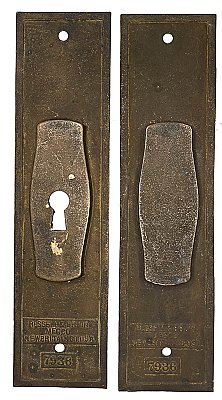 Antique Cast Iron Pocket Door Flush Escutcheon Cup Pulls in "Bavarian" Design by Russell & Erwin Mfg. - Circa 1894