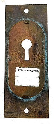 Antique Cast Bronze Pocket Door Flush Escutcheon Pull - Circa 1880