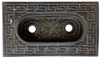 Antique Cast Iron Greek Key Recessed Window Sash Lift or Flush Pull by Sargent & Co. - Circa 1888