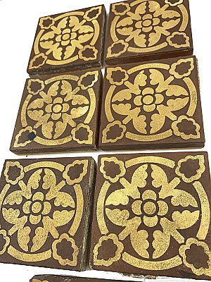 Antique "Campbell Brick & Tile Company" of Stoke-Upon-Trent Encaustic Tile Set - Circa 1880
