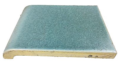Antique Hull Bullnose Trim Mud Cap Tile - Matte Blue Glaze - Circa 1910