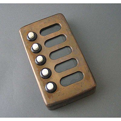 Antique Bronze Five Button Door Bell Unit from Belgium