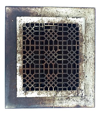 Antique Heat Grate or Register with Trim Ring - Circa 1900