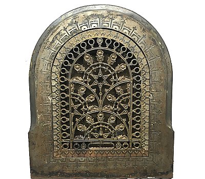 Antique Aesthetic Movement Arched Top Heat Grate/Register with Surround - Circa 1870