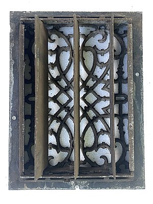 Antique 8" x 10" Cast Iron Heat Grate or Register With Louvers by Tuttle & Bailey- Circa 1900