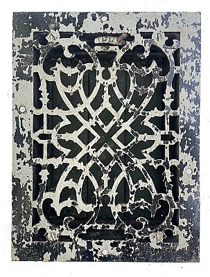 Antique 7" x 10" Cast Iron Heat Grate or Register With Louvers by Tuttle & Bailey- Circa 1900