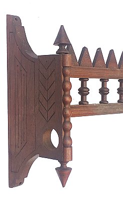 Antique Eastlake Walnut Window Curtain Rod Holder and Valance - Circa 1880