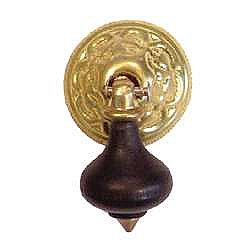 Eastlake Ebonized Drop Cabinet Pull - Unlacquered Polished Brass
