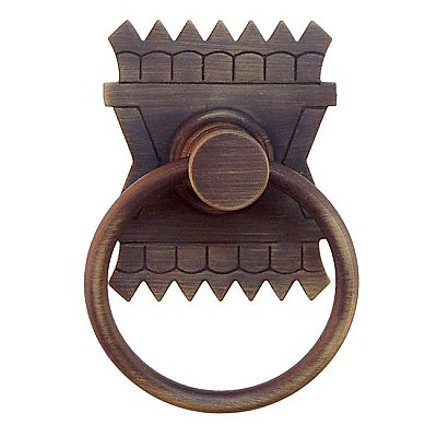 Eastlake Ring Pull, Antique Brass