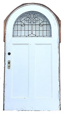 Antique Arched Top Leaded Glass Door - Circa 1890