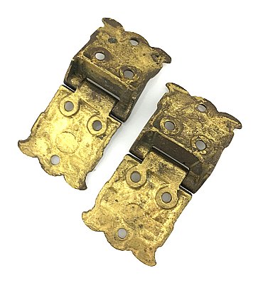 Antique 1/2" Offset Ornate Icebox Hinge Pair