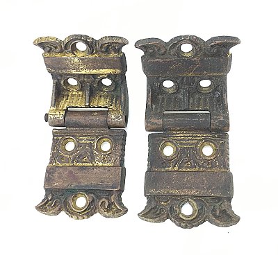Antique 1/2" Offset Ornate Icebox Hinge Pair