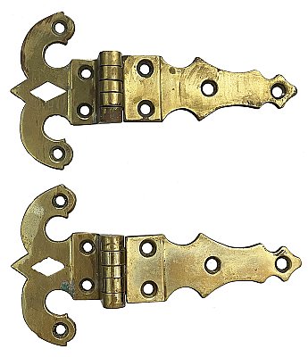 Antique 1/2" Offset Ornate Icebox Hinge Pair - Circa 1890