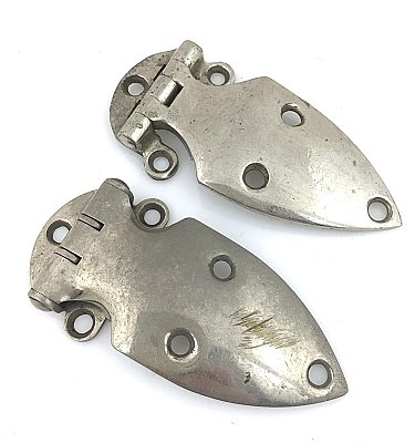 Antique Pair of Nickel Plated 3/8" Offset Icebox Hinges