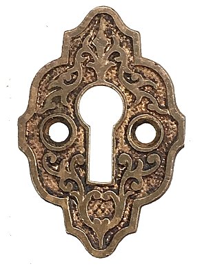 Antique Cast Bronze Keyhole Escutcheon or Cover by Norwalk Lock Co. - Circa 1876