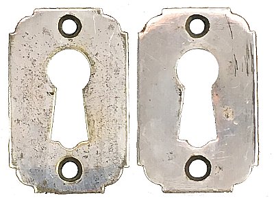 Pair of Antique Silverplated Door Keyhole Escutcheons by Branford Lock Works - Circa 1869