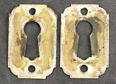 Pair of Antique Silverplated Door Keyhole Escutcheons by Branford Lock Works - Circa 1869