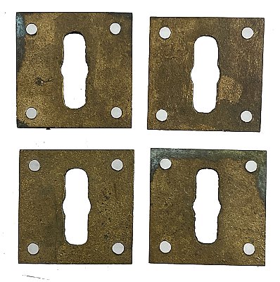 Antique Cast Bronze Square Flat Key Keyhole Escutcheon - Circa 1880