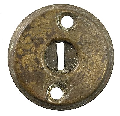 Antique Cast Bronze Flat Key Keyhole Escutcheon by Norwalk Lock Co. - Circa 1909