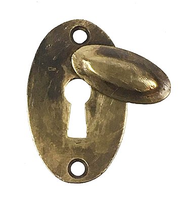 Antique Bronze Keyhole Drop Escutcheon or Keyhole Cover with Swinging Cover - Circa 1870