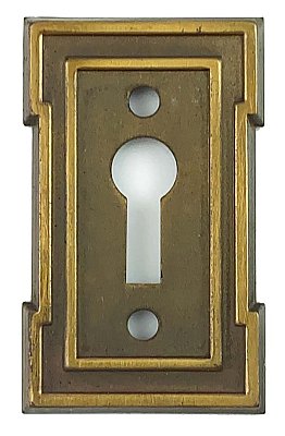 Antique Wrought Brass Keyhole Cover or Escutcheon Plate "Greenfield" Design by Sargent & Co. - New Old Stock - Circa 1926