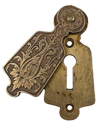 Antique Cast Bronze Keyhole Escutcheon or Cover by Russell & Erwin - Circa 1874