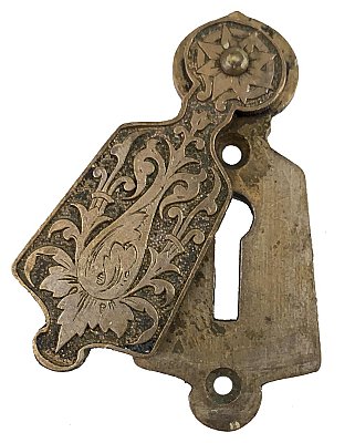 Antique Cast Bronze Keyhole Escutcheon or Cover by Russell & Erwin - Circa 1874