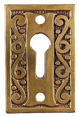 Antique Cast Bronze Keyhole Escutcheon or Cover made by Russell & Erwin - Circa 1909