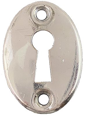 Antique Nickel Plated Oval Keyhole Escutcheon or Cover - Circa 1910