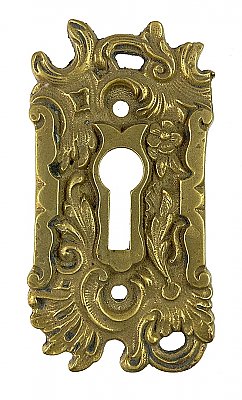 Antique Cast Bronze "Belfort" Design Door Keyhole Escutcheon Plate by Reading Hardware - Circa 1899