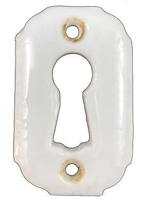 Antique White Porcelain Keyhole Escutcheon or Cover - Circa 1870